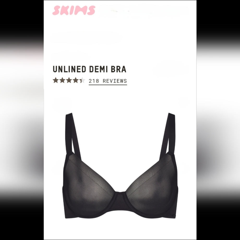 SKIMS NWT Size 42DDD Unlined Sheer Demi Wired 3 Hook